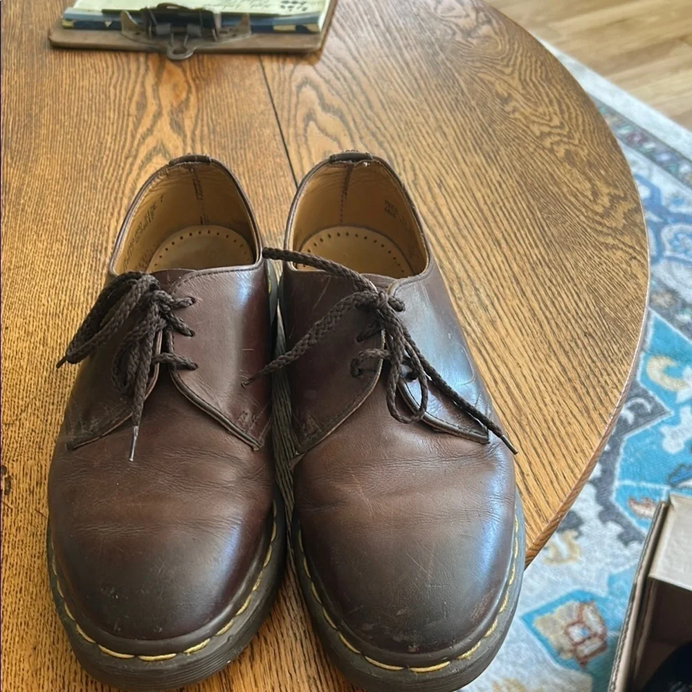 Dr. Martens Brown Leather Oxfords with Classic Lace-Up Design
